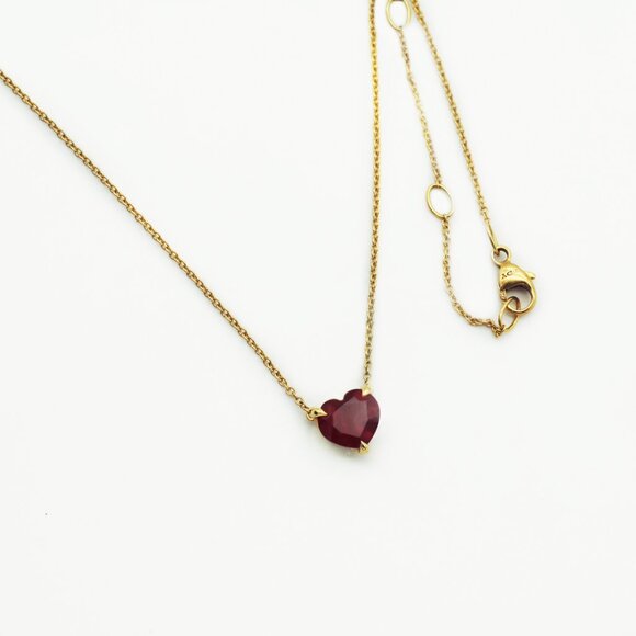 David Yurman 18K Gold Garnet Chatelaine Heart Pendant Necklace - Picture 1 of 6